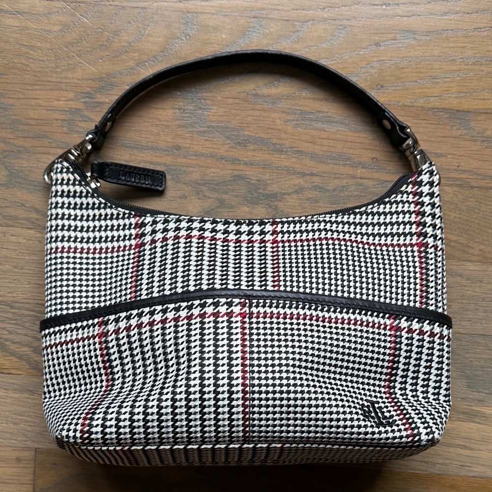 Vtg. Ralph Lauren Black and White Houndstooth Shoulder Bag